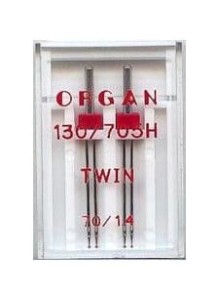 Igły Organ podwójne do tkanin o grubości 70 i rozstawie 1,4 mm - 2 szt