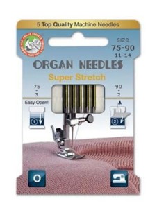 Igły Organ z kulką Super Stretch ECO grubość 3x75, 2x90 - 5 szt