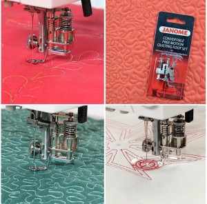 Zestaw stopek do pikowania, haftowania i cerowania Janome i Elna (rotacyjny, wysoki uchwyt)