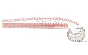 Zakrzywiona linijka 45 cm - krzywik z kątomierzem