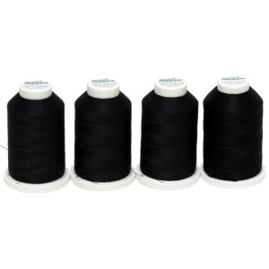Zestaw nici owerlokowych standardowych i elastycznych Madeira Aerolock i Aeroflock - czarne