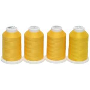 Zestaw nici owerlokowych standardowych i elastycznych Madeira Aerolock i Aeroflock - żółtym