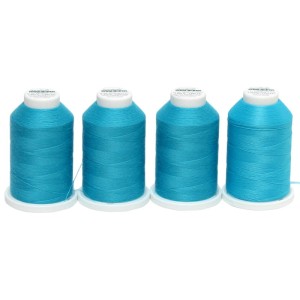 Zestaw nici owerlokowych standardowych i elastycznych Madeira Aerolock i Aeroflock - turkusowe