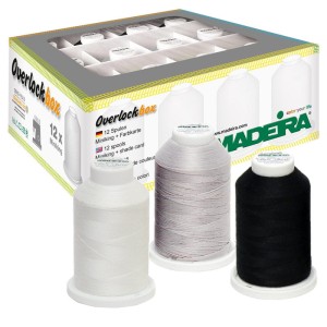 Zestaw nici owerlokowych standardowej Aerolock i elastycznej Aeroflock Madeira (12 szpulek)
