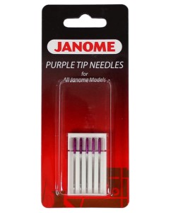 Igły Janome Purple Tip do tkanin, dzianin, syntetyków - 5 szt. o grubości 90