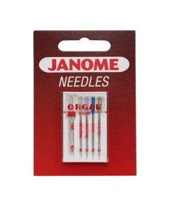 Igły Janome mix - uniwersalne, do jeansu, stretchu i podwójna - 5 szt. o grubościach 75, 80 i 90