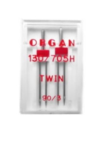 Igły Organ podwójne do tkanin o grubości 90 i rozstawie 3 mm - 2 szt