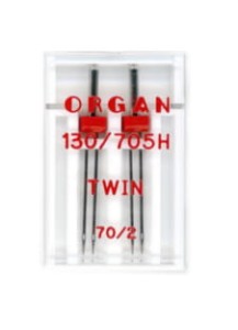 Igły Organ podwójne do tkanin o grubości 70 i rozstawie 2 mm - 2 szt